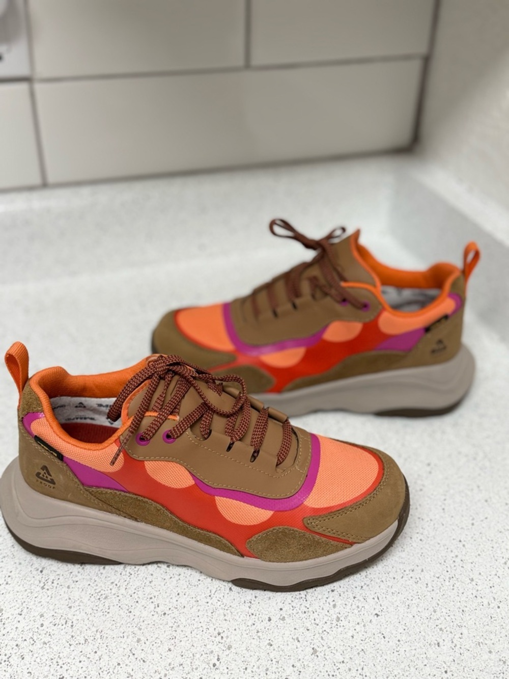 Teva Women's Orange Brown Pink Hiking Trail Sneakers (waterproof)